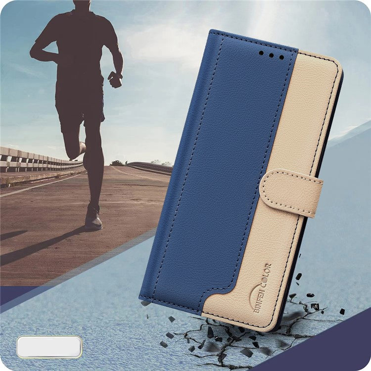 Samsung Galaxy S25 Leder Tasche Flip Cover (RFID Schutz) - Blau / Beige