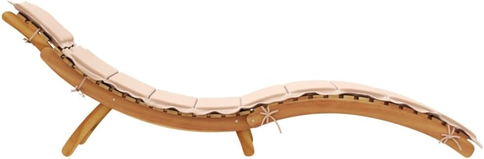 vidaXL Sonnenliege mit Auflage, Gartenliege mit Klappdesign Latten-Design, Liegestuhl für Pool Garten Terrasse, Relaxliege, Beige Massivholz Akazie