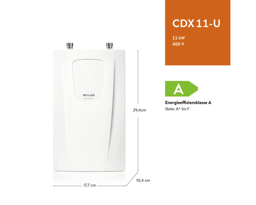 Clage CDX11-U elektronische doorstroomverwarmer 11 kW