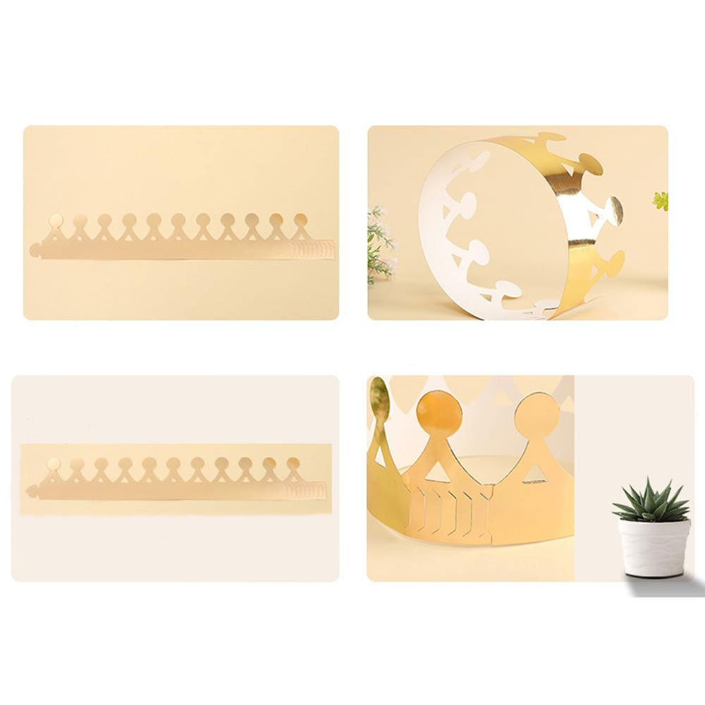 (10er Set) 56x11cm Metallic Party Krone Verstellbare Karton Krone Accessoire - Gold