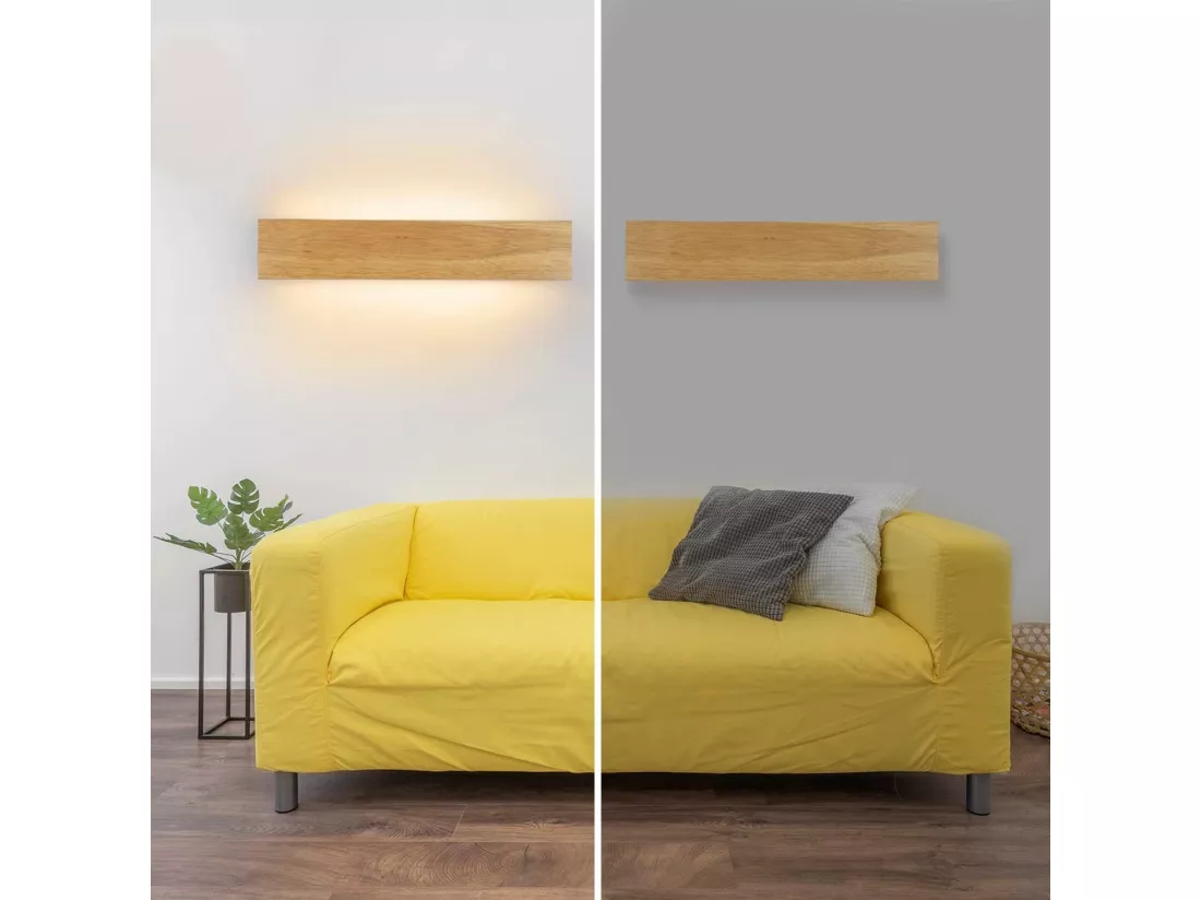 NETTLIFE LED Applique murale intérieure : 52CM Bois Moderne Lampe de couloir Up et Down Design 17W Lampe de cage d'escalier 3000K Blanc chaud