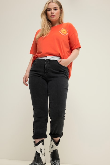 Mom-Jeans, sichtbarer Anzug-Bund, 5-Pocket