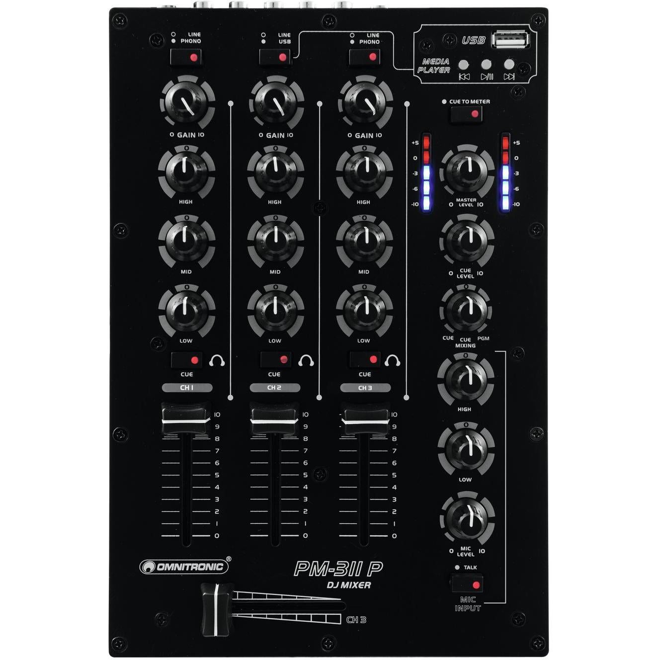 Omnitronic PM-311P DJ mixer en MP3-speler