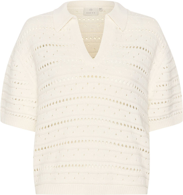 Kaffe KAjolie Polo Knit Pullover Chalk