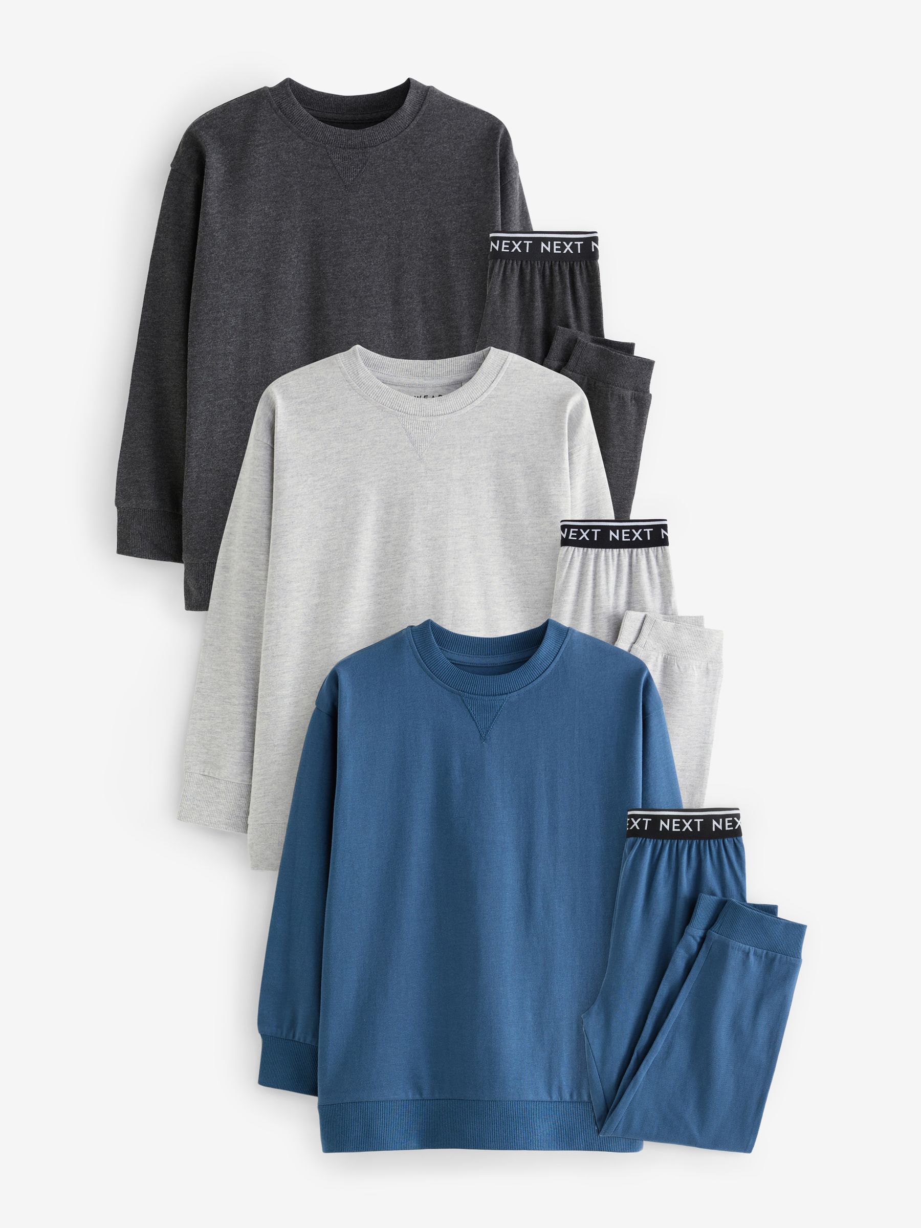 Blauw/grijs/antracietkleurig - Pyjama met korte pijpen 3 stuks (3-16jaar) (3-16jaar)