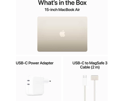 Apple 15-inch MacBook Air - M3 chip 8-core CPU   10-core GPU, 16GB RAM, 512GB SSD - Starlight