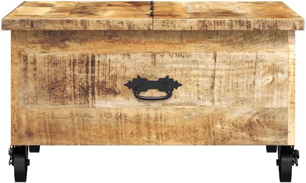 vidaXL Raues Mangoholz Couchtisch mit 5 Schubladen 1 Staufach Vintage Beistelltisch Wohnzimmertisch Kaffeetisch Sofatisch 70x70x40cm