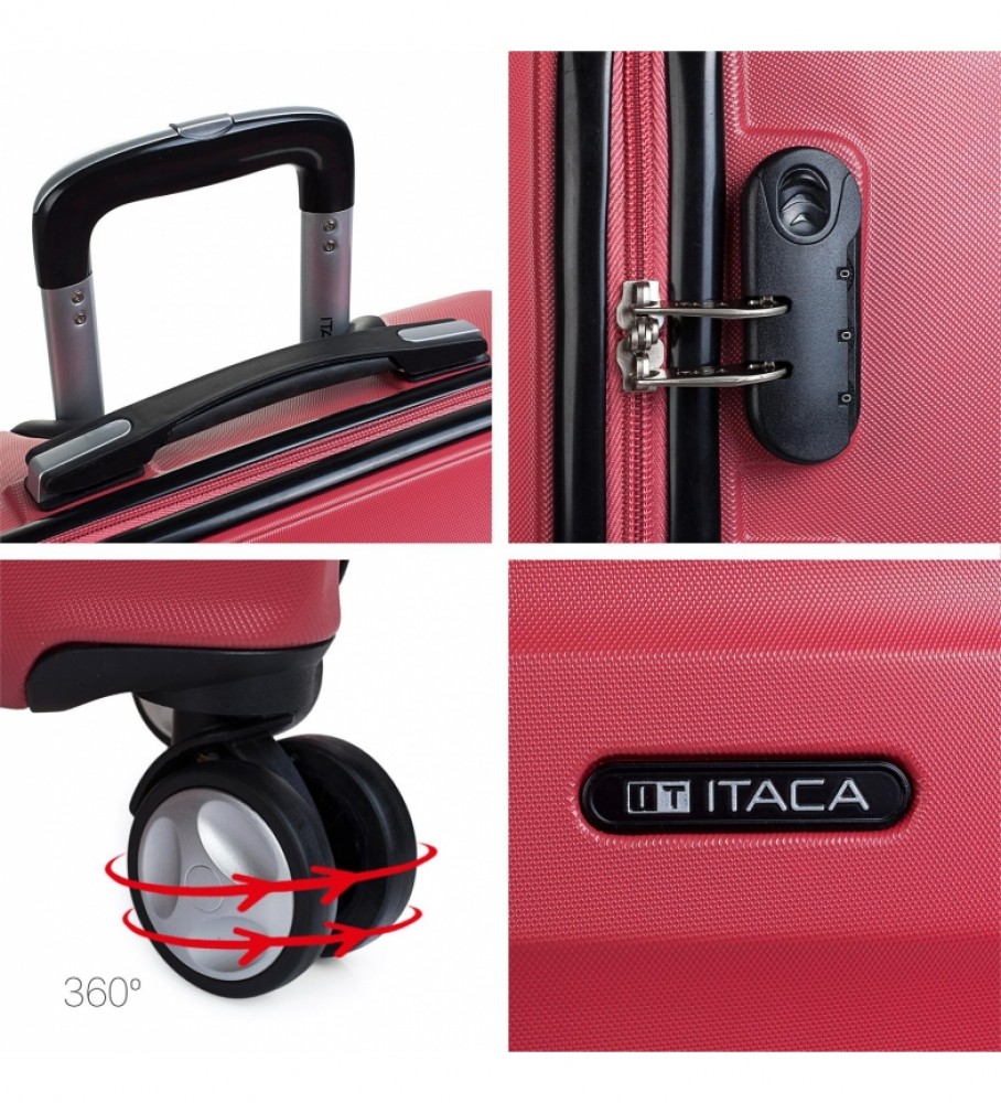 Mala de cabine com rodinhas ITACA ABS T71650 Coral - 55x40x20cm -