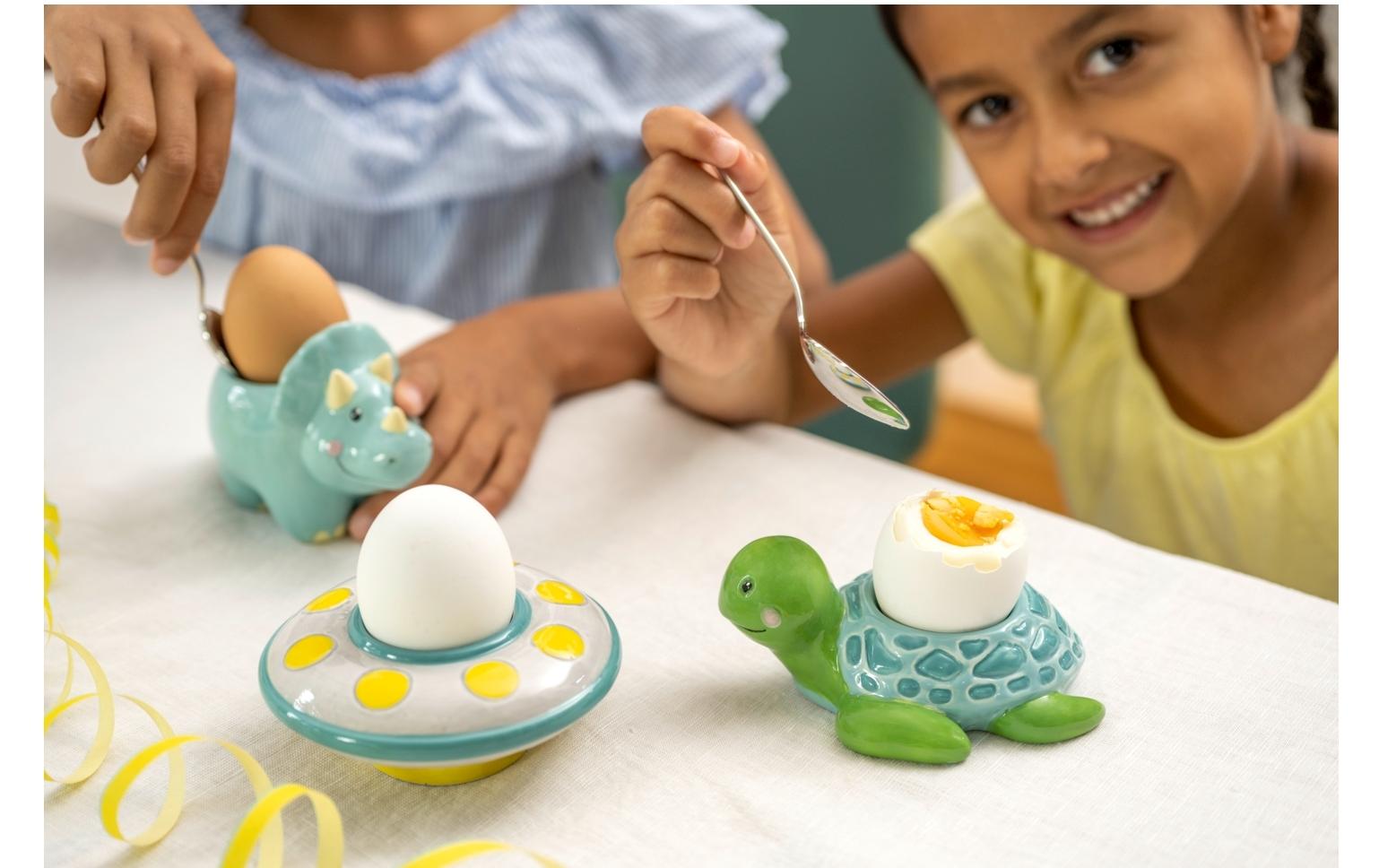 Kindereierbecher Avventura UFO, Gelb/Türkis/WeissEierbecher für Kinder