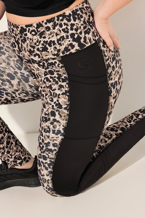 Sport-Leggings, Leomuster, schnelltrocknend, recycelt