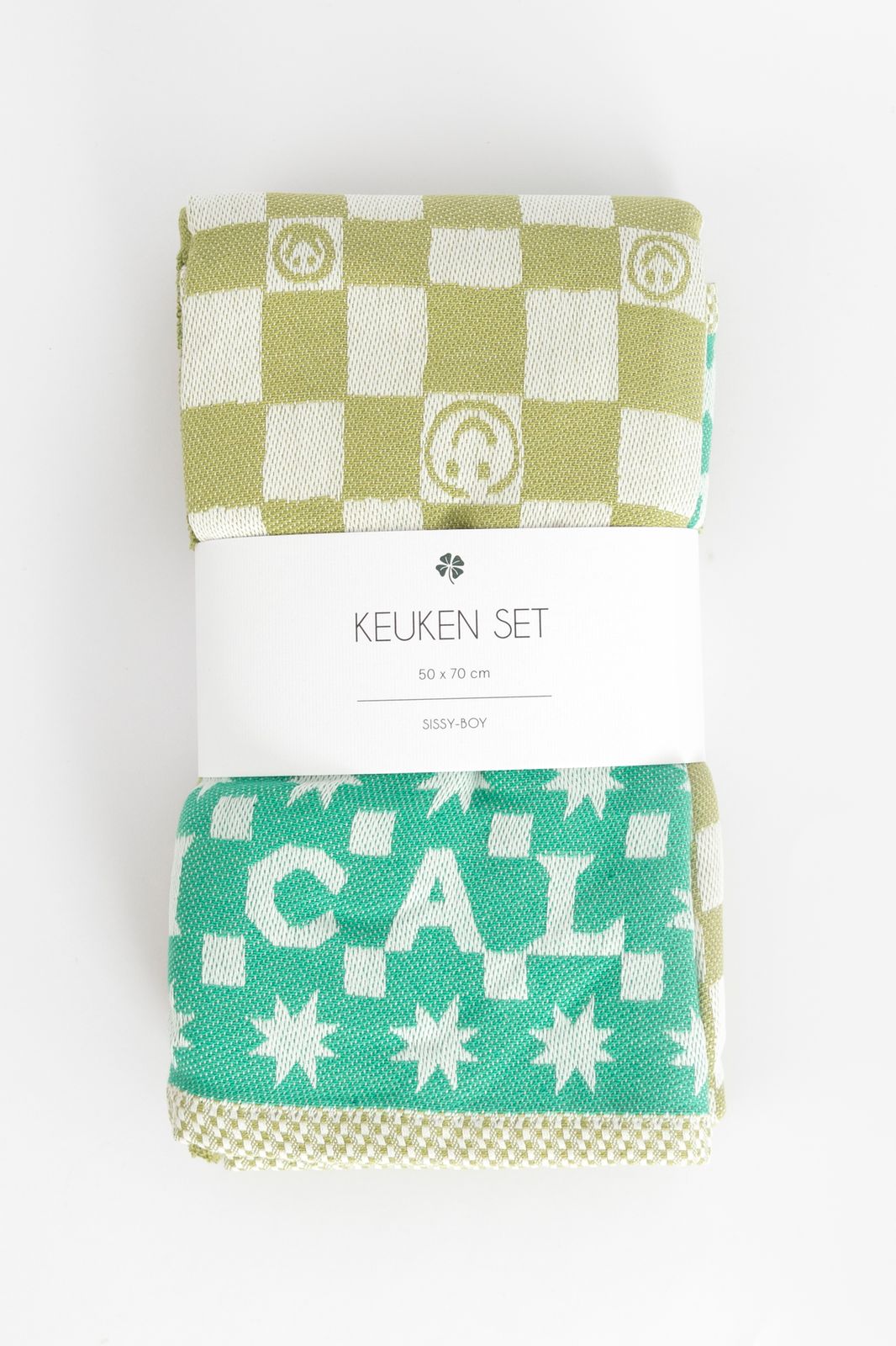 Groene handdoek en theedoek terry
