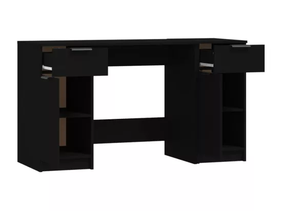 Bureau avec armoire latérale Noir Bois d'ingénierie