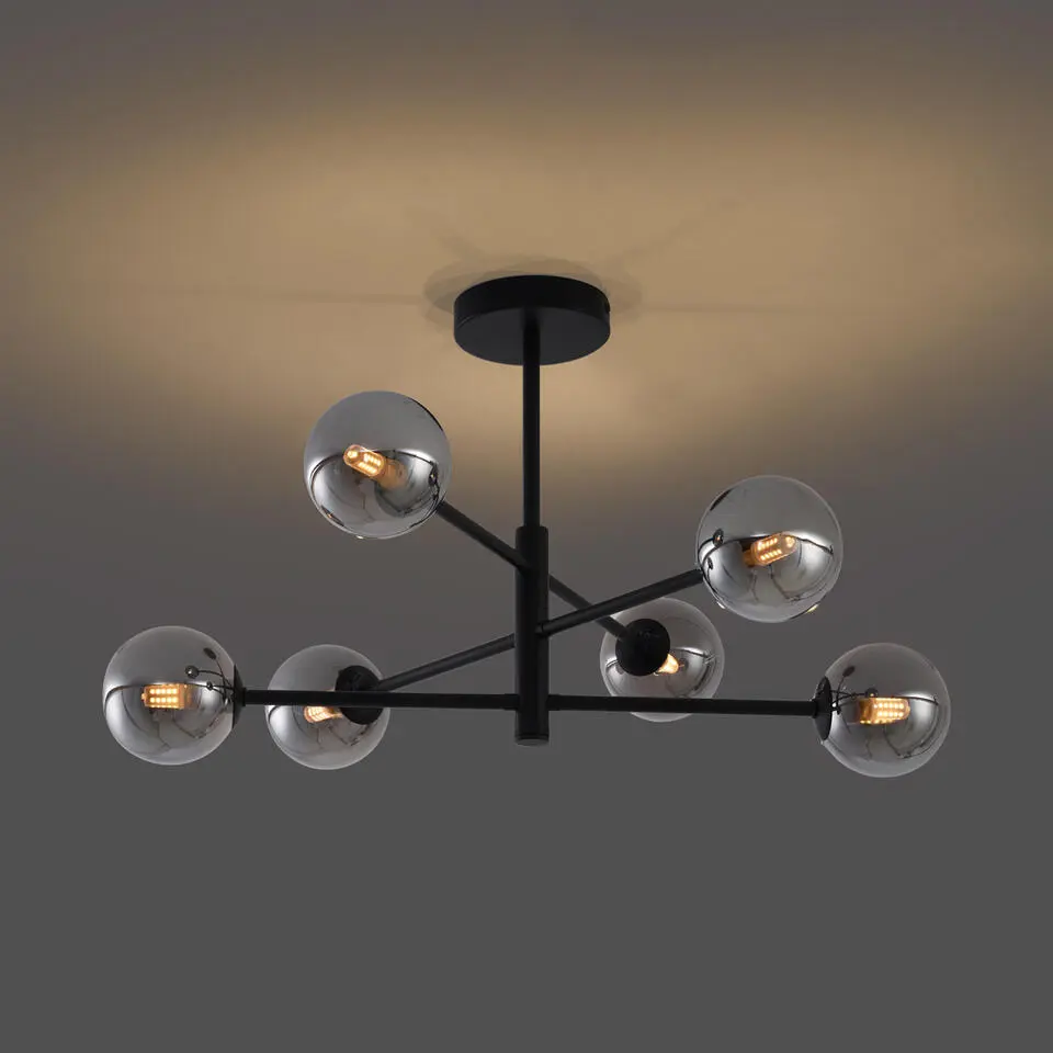 Qazqa plafondlampen ryan zwart g9