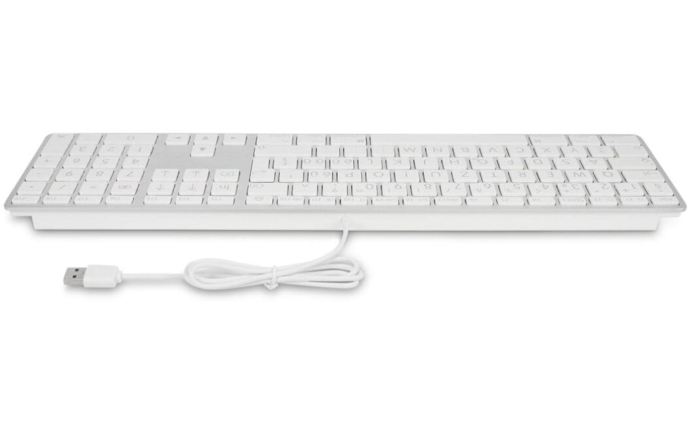 Tastatur USB Grosse Beschriftung SilberGrossschrift USB Tastatur mit 2 USB-Anschlüssen und oberer Aluminiumabdeckung