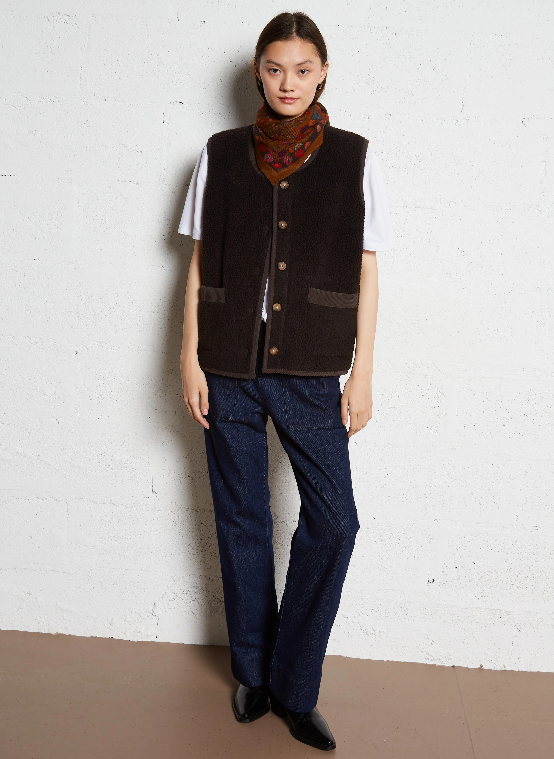 BARNEY - Veste col rond en sherpa réversible | Marron