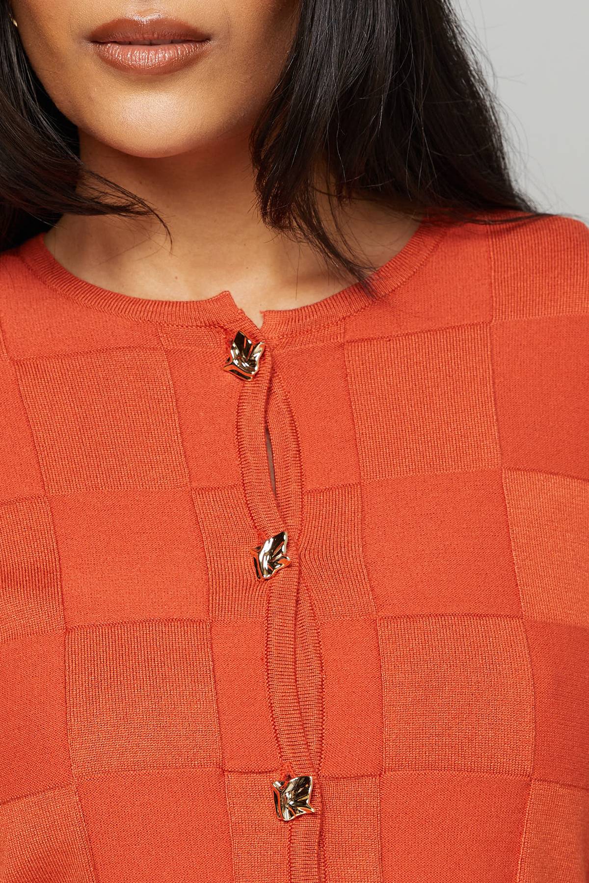 Wallis Cardigan Petite avec Détails de Points Rouille