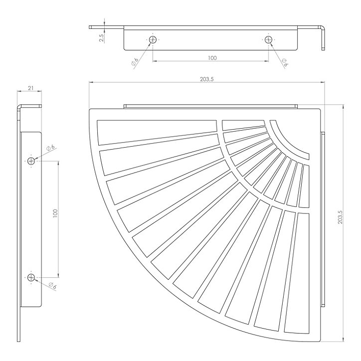 Lot de 2 équerres soleil rond à visser L. 20,3 cm Cime métal doré
