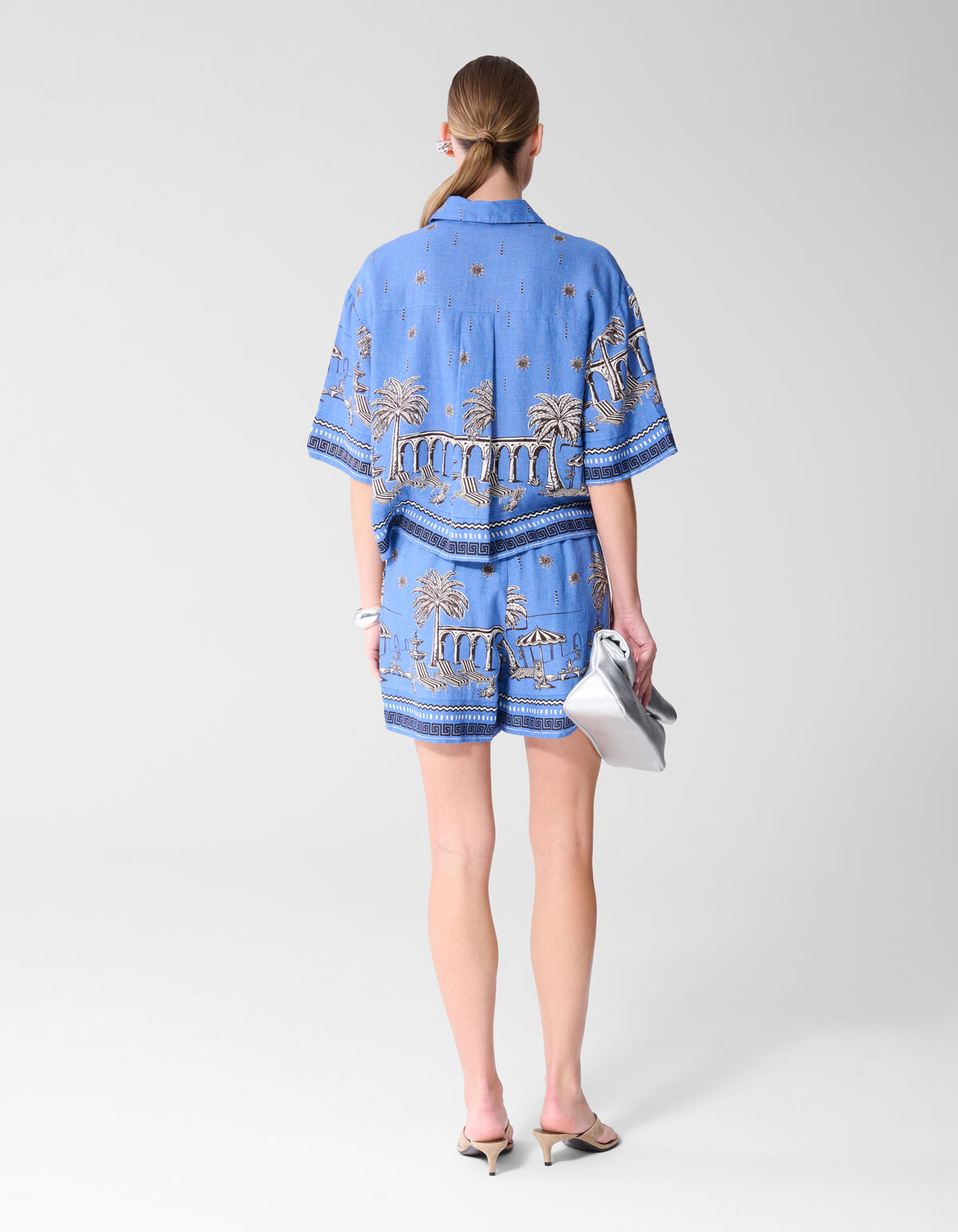 Palm Print Blouse Blauw