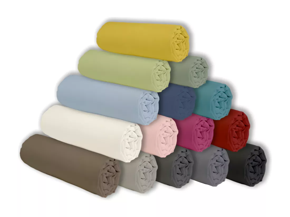 Drap housse en coton 57 fils uni bonnet 25cm tilleul 80x200cm