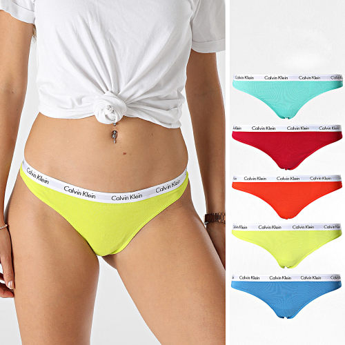 Lot De 5 Strings Femme QD3585E Orange Bordeaux Jaune Vert Bleu