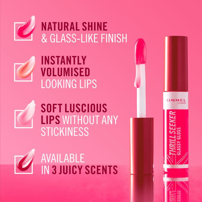 Rimmel London Thrill Seeker Glassy Gloss Lipgloss 350 Pink To The Berry 10 ML