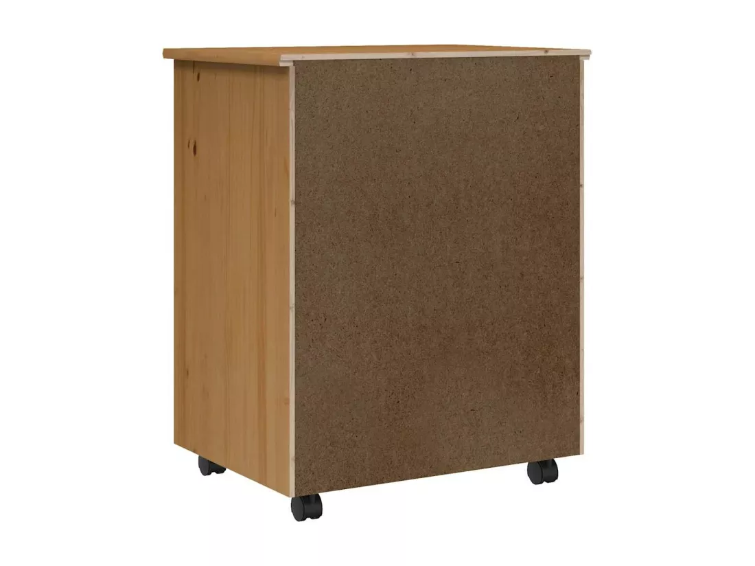 Armoire roulante avec tiroirs MOSS bois de pin marron miel
