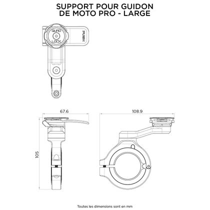 Support Smartphone Quad Lock MOTO PRO CHROME LARGE - Gris