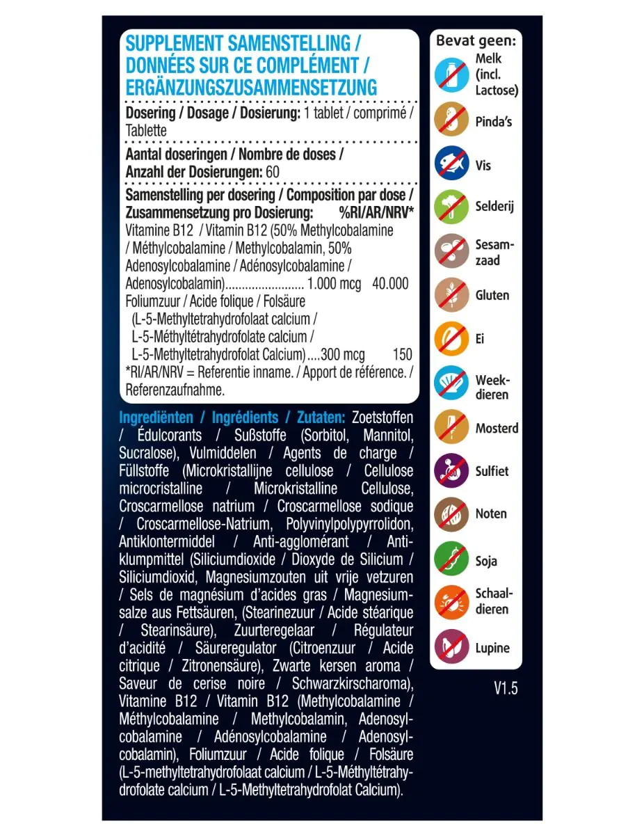 Vitamine B12 & Foliumzuur 60 smelttabletten