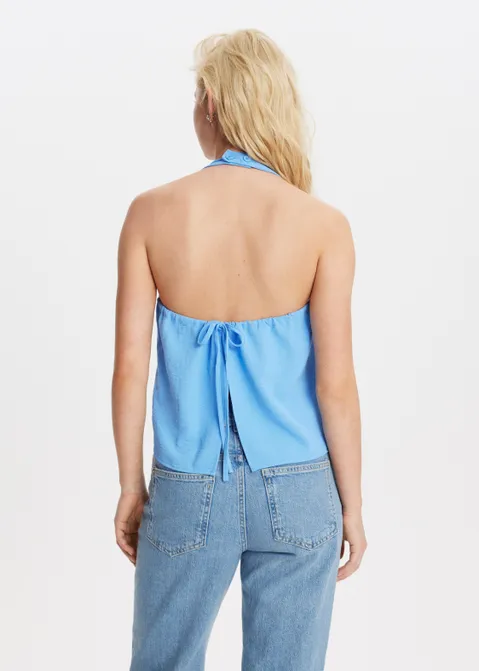 Halter top met gekreukt detail blauw (BLW.M)