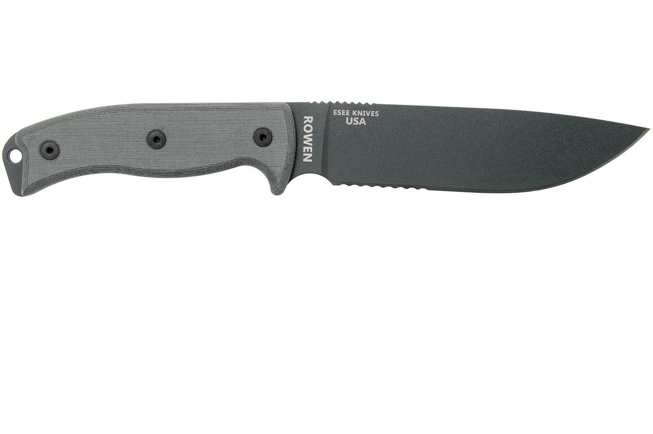 ESEE Model 6 Tactical Gunsmoke, grey handle 6S-TG met zwarte schede   riemclip