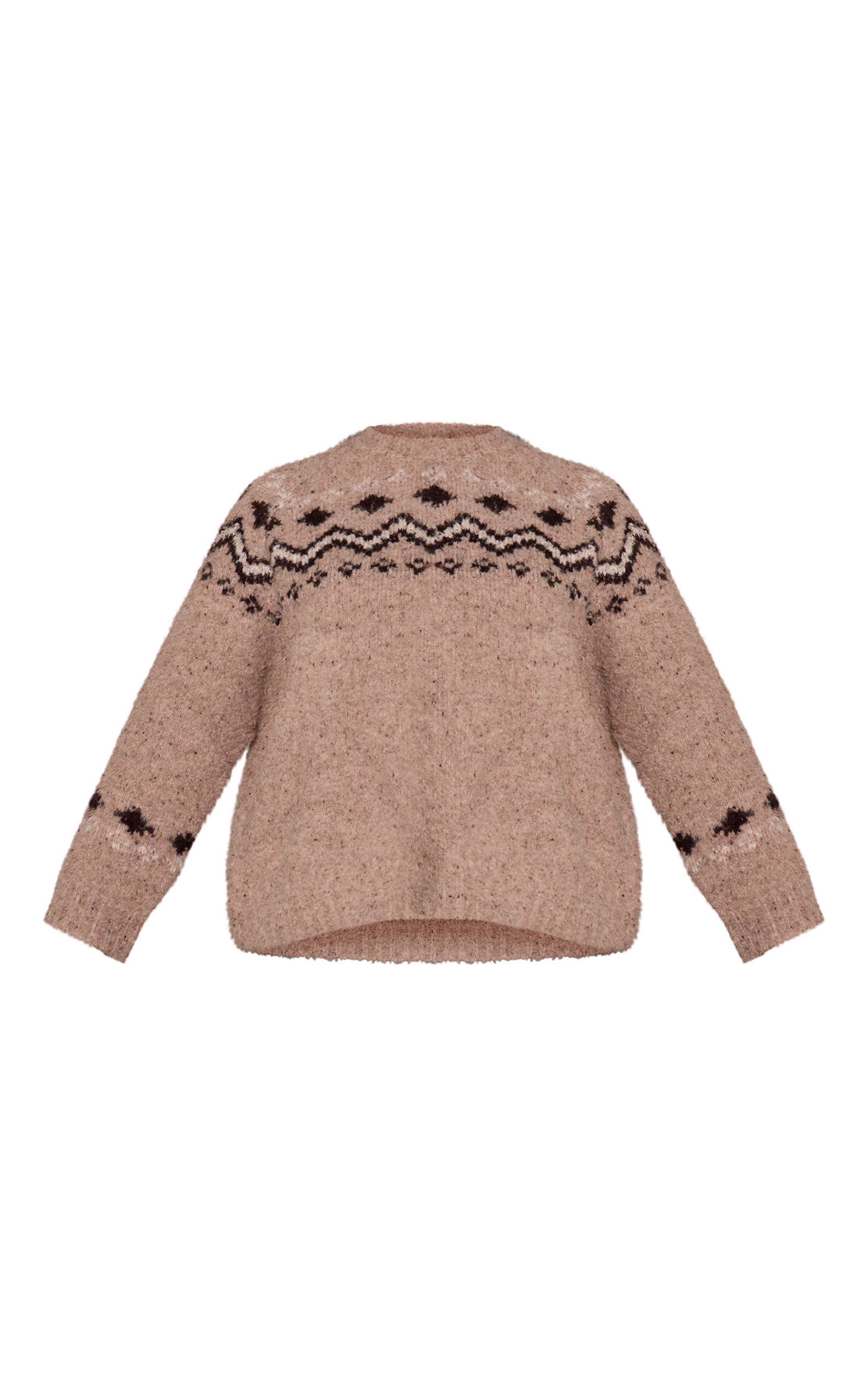 Avoine Synthétiquell Grande Taille En Maille Jacquard Col Montant