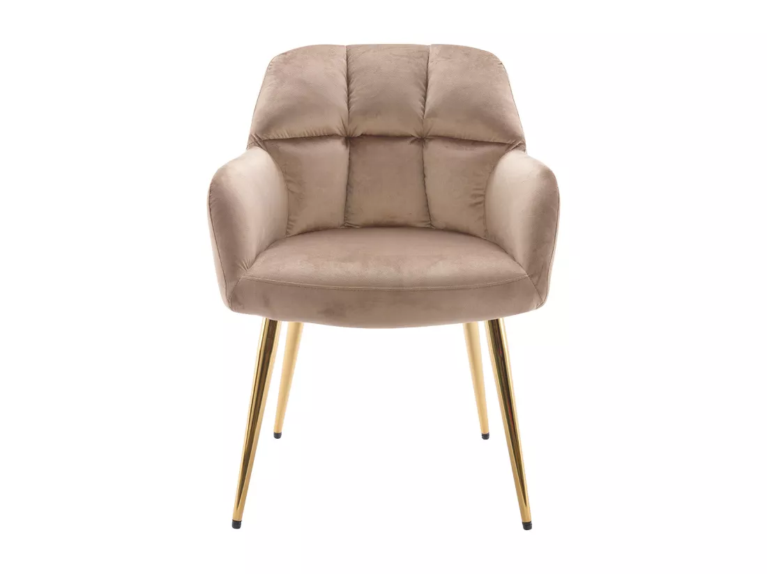 Lot de 2 chaises avec accoudoirs - Velours et métal doré - Beige - PEGA de Pascal MORABITO
