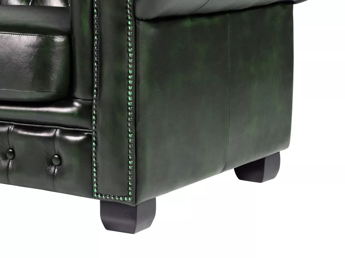Canapé chesterfield 4 places BRENTON 100% cuir de buffle - Vert empire