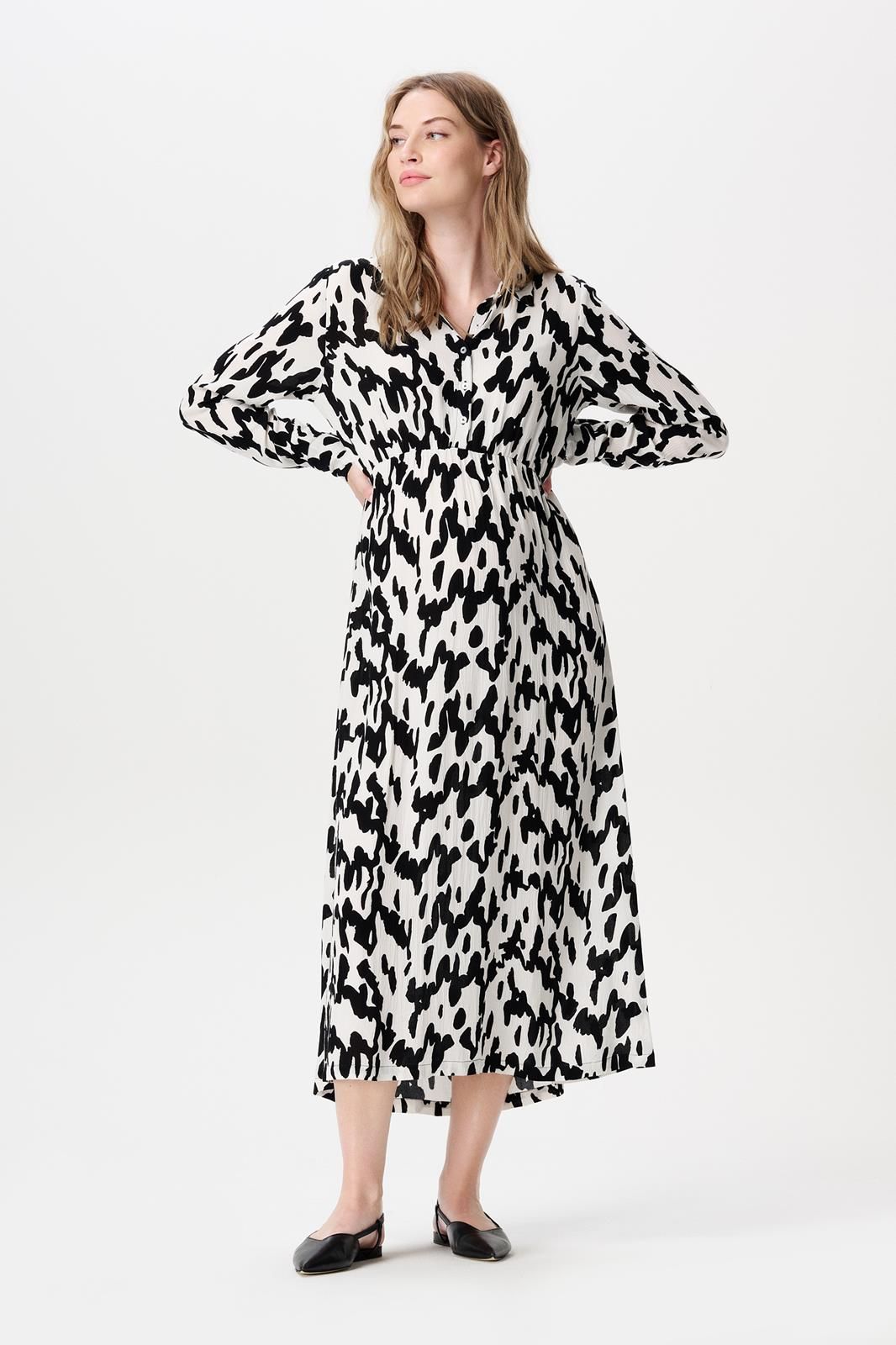 Noppies Maternity Jurk met voedingsfunctie Kiki - Wavy Black Print