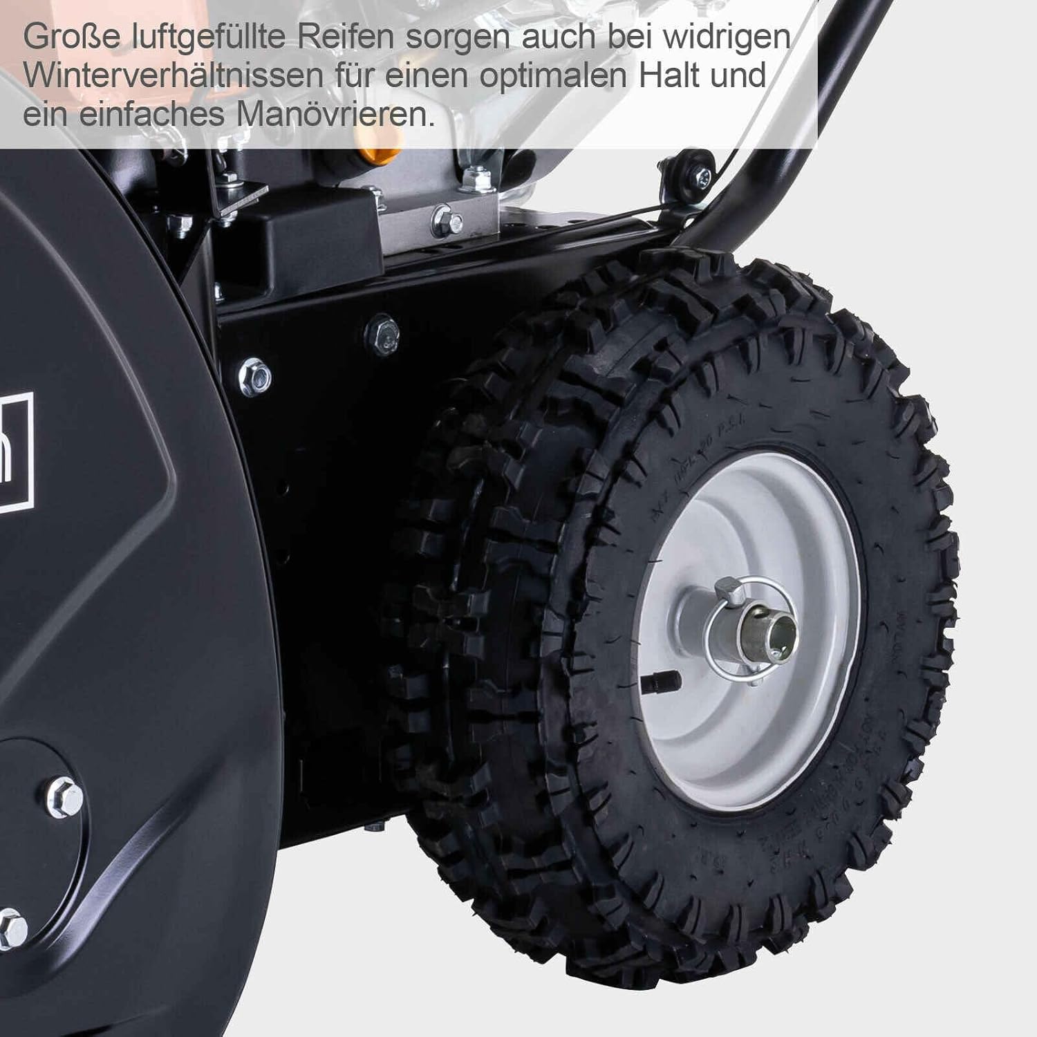 Scheppach Benzin Schneefräse ST570 mit Radantrieb | 5,6 PS | 57cm Arbeitsbreite | 53,5 cm Arbeitshöhe | Wurfweite bis 6m | 6-Vorwärts- & 2-Rückwärtsgänge | 180 Grad Auswurftrichter | Stollenreifen