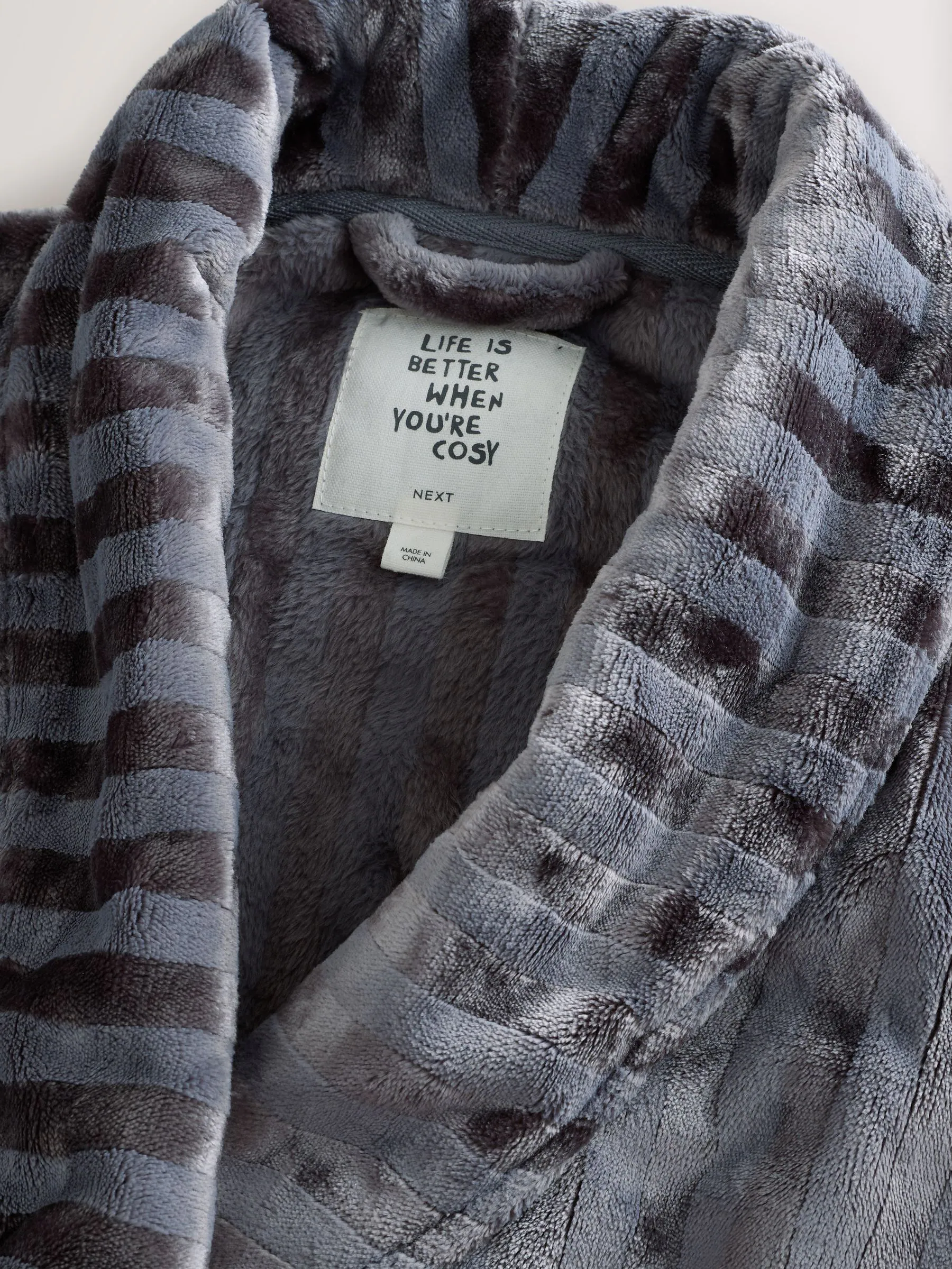 Grijs - Supersoft Tonal Stripe Dressing Gown