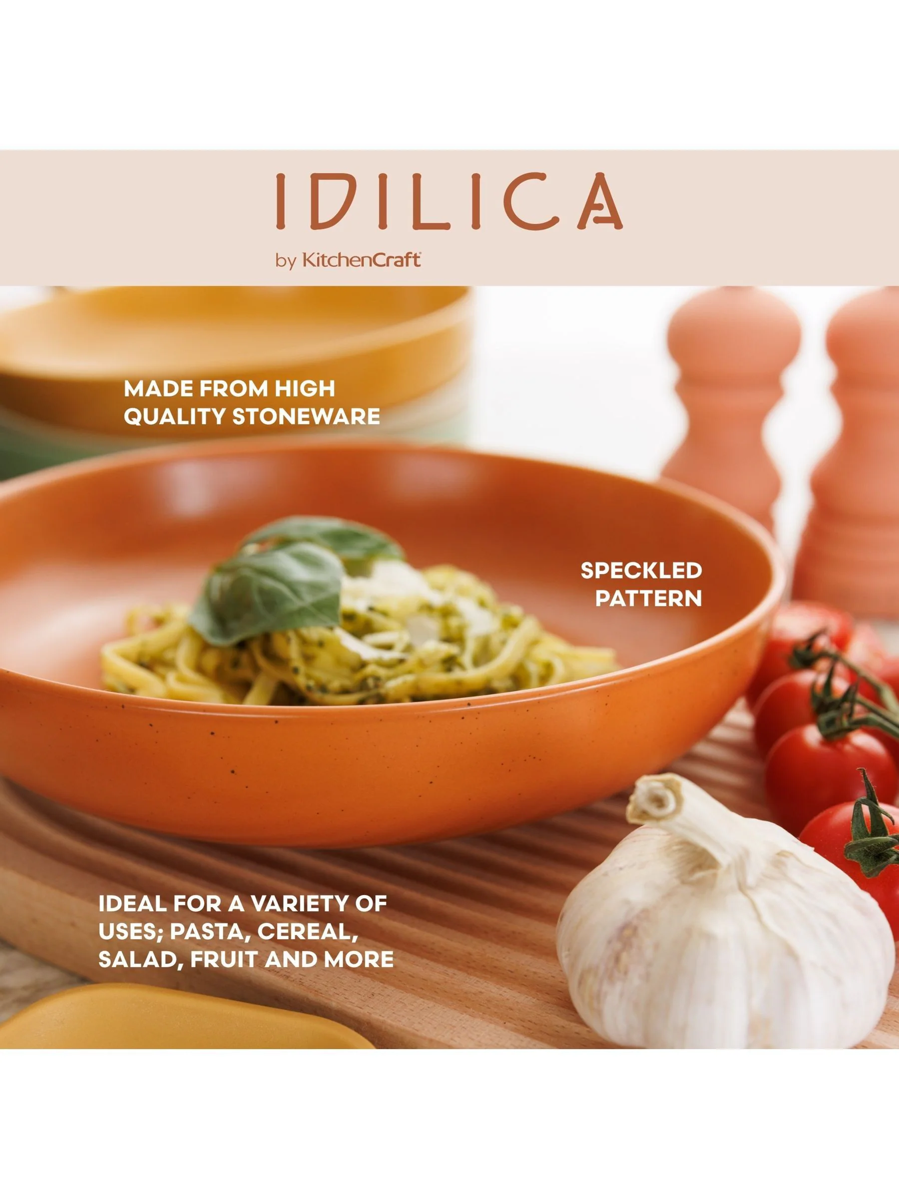 Kitchencraft Set of 4 Coloured Stoneware Pasta Bowl