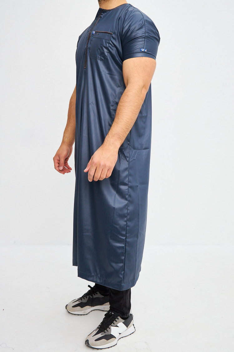 Qamis satiné à manches courtes