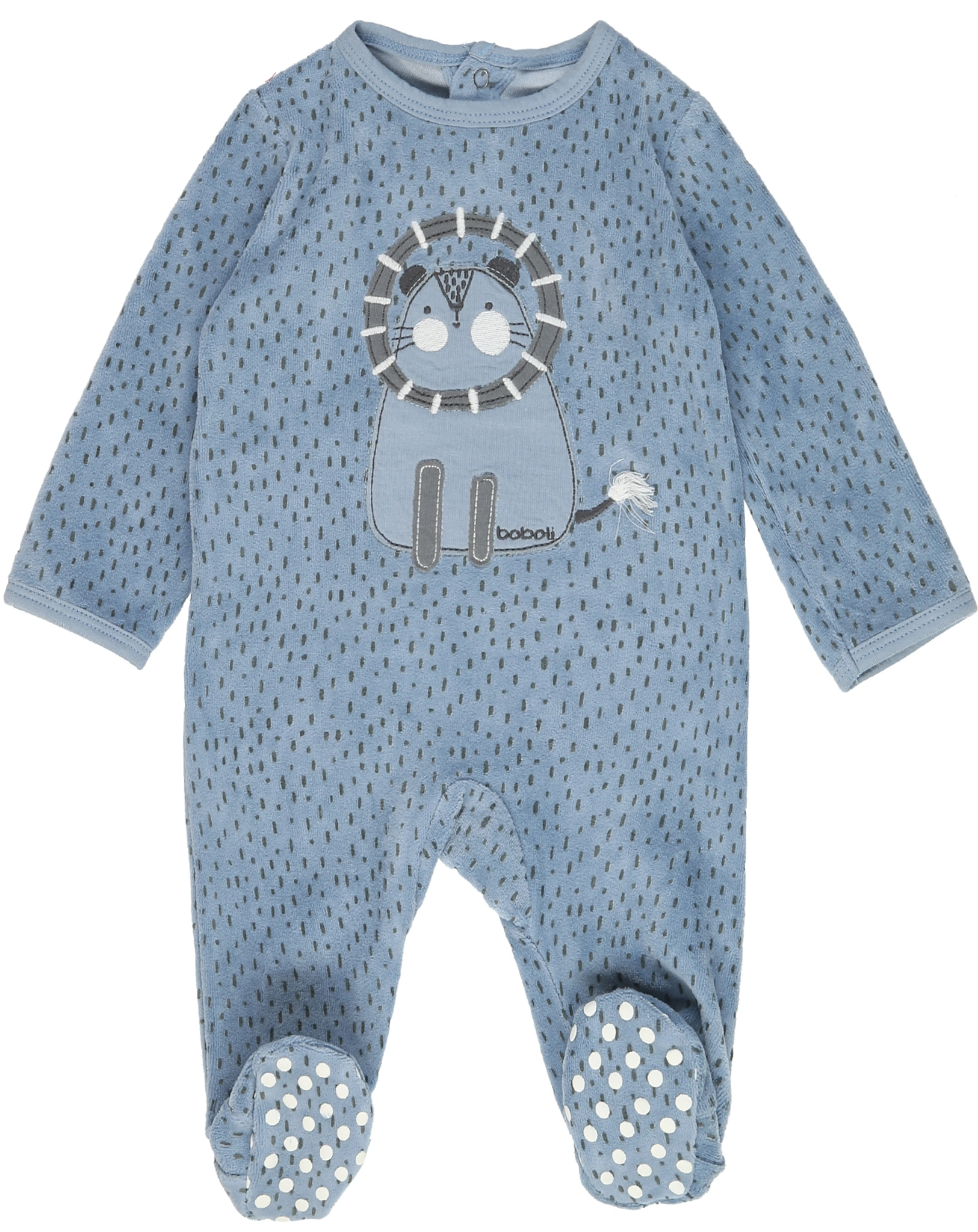 Velours-Strampler LEON in blau