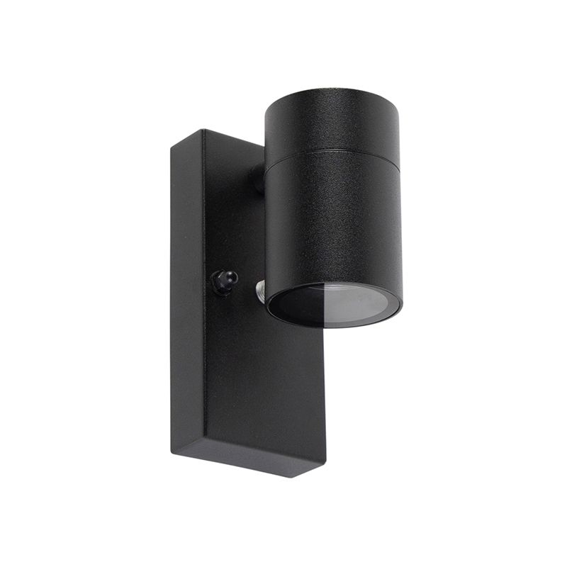 Moderne buiten wandlamp zwart IP44 met schemersensor - Solo