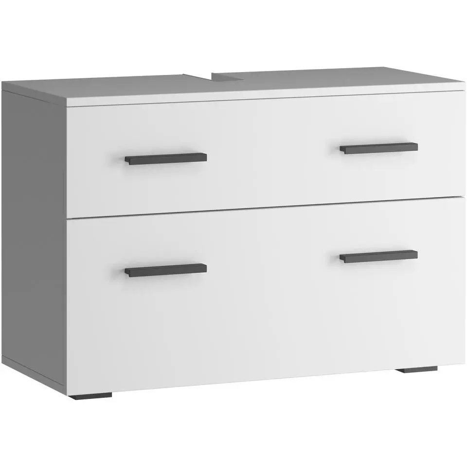 Malika - Wastafelonderkast 80 cm met 1 klep 1 lade in antraciet wit