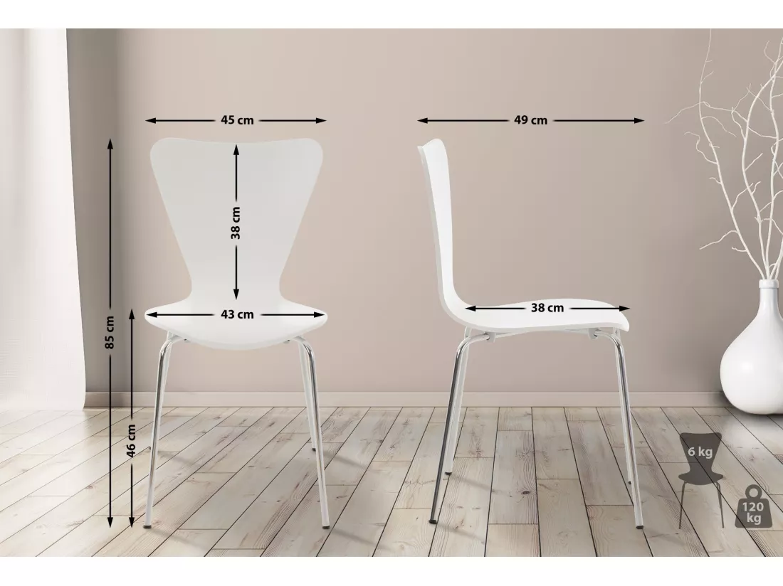 Lot de 2 Chaise de conférence - Bois & Nature - Blanc - Calisto