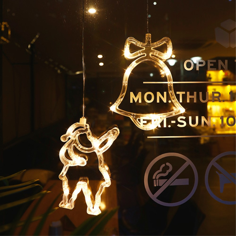 (19x15cm) Weihnachts LED Deko Christmas Fenster Beleuchtung mit Saugnapf (Batteriebetrieben) - Glocken