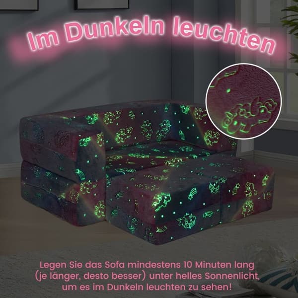 Modulær barnesofa glød i mørket lekesofa modulær sofa enhjørning
