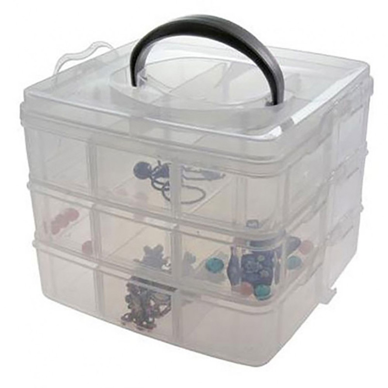 Boite de rangement plastique 18 compartiments Translucide