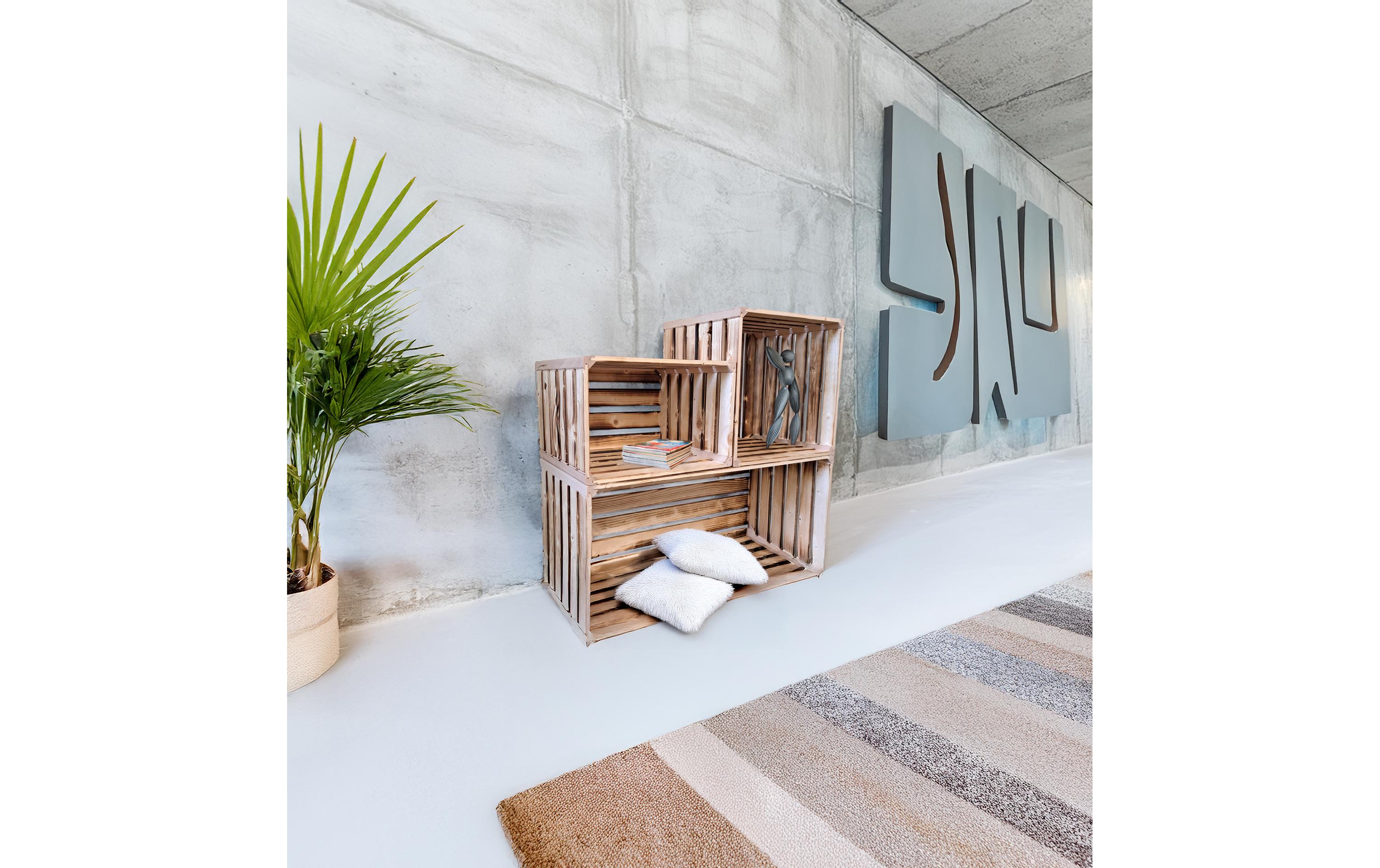Holzharasse geflammt, 35 x 35 x 32 cmModulares Wohnregal