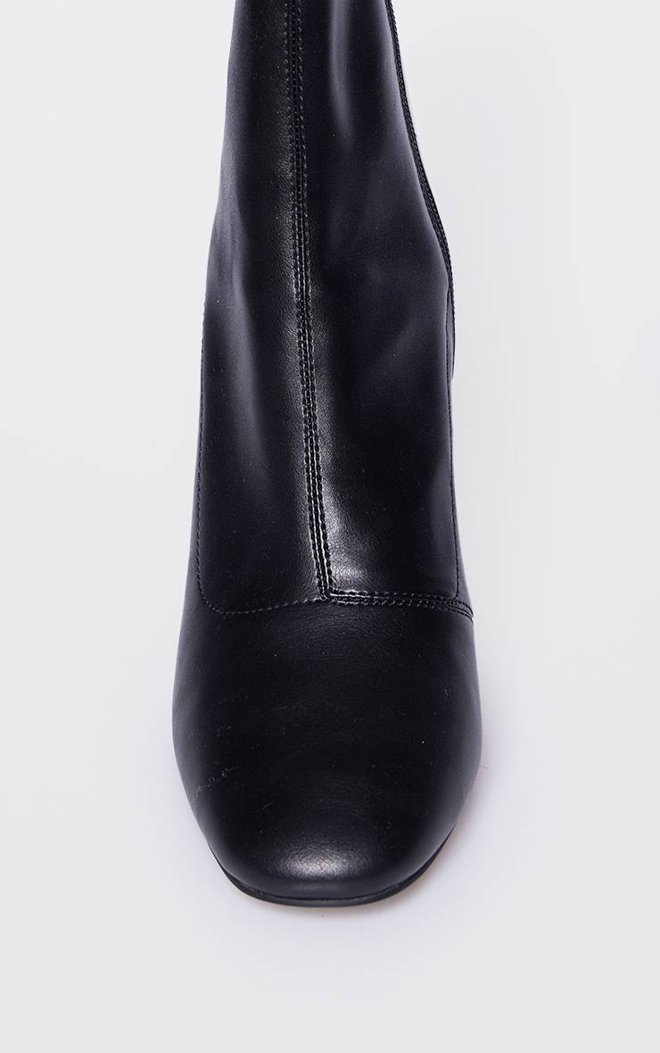 Noir Bottines Chaussettes À Talon Bout Rond Effet Croco En SYNTHÉTIQUE