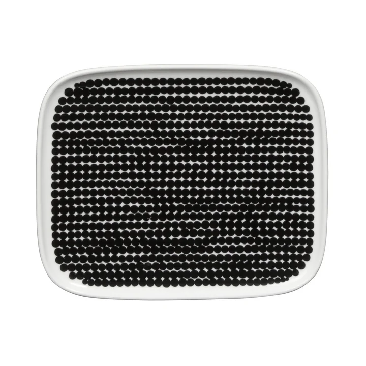 Marimekko - Räsymatto Servierplatte 15 x 12 cm, weiss / schwarz