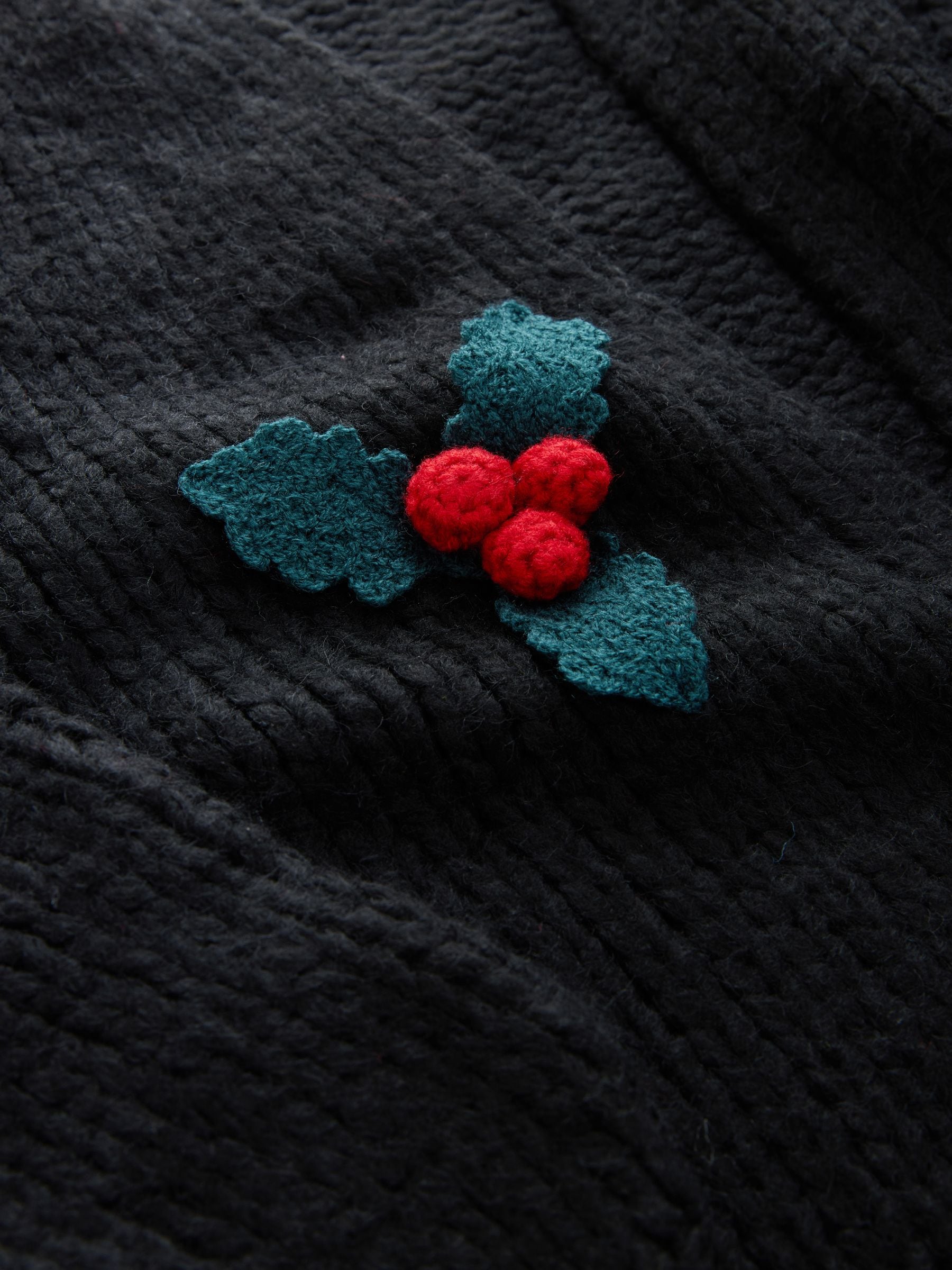 Zwart 3D Holly Chunky - Kerstmis vest
