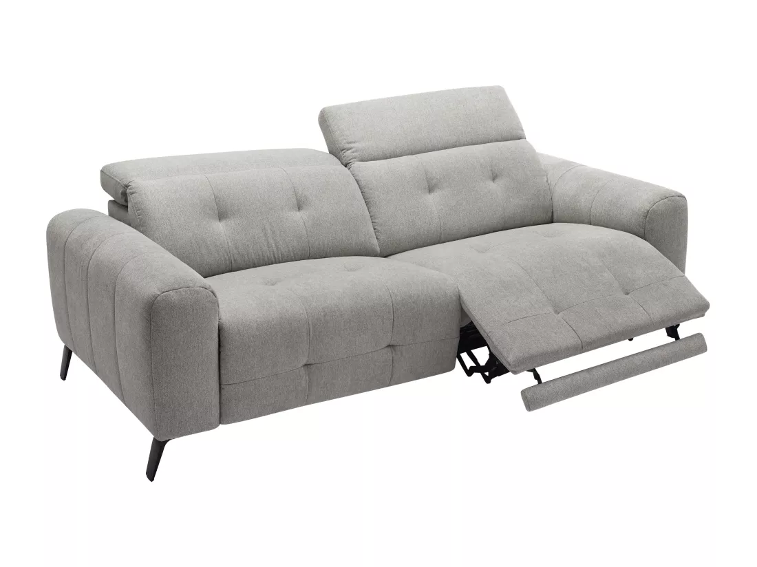 Canapé 3 places et fauteuil relax électrique en tissu gris CLODI
